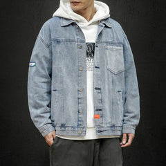 Denim Jacket Men's Spring and Autumn Workwear Men's Large Size Loose Casual Men's Outfit Tops Men Denim Jacket