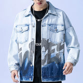 Spring Denim Jacket Men's Plus Size Loose Top Plus Size Casual Men Denim Jacket