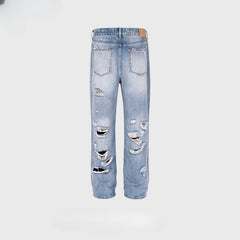 Men's Vintage Pants Trousers Men's and Women's Straight Wash Slim-Fit Jeans MIJKO