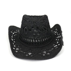Chapeaux de cowboy en paille Printemps/Été Extérieur Voyage Protection solaire Chapeau de soleil Chapeau de paille