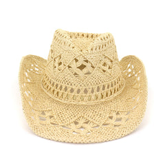 Chapeaux de cowboy en paille Printemps/Été Extérieur Voyage Protection solaire Chapeau de soleil Chapeau de paille