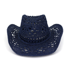 Chapeaux de cowboy en paille Printemps/Été Extérieur Voyage Protection solaire Chapeau de soleil Chapeau de paille