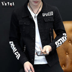 Men's Thin Jacket Men's Denim Jacket Spring Summer Cool Men's Denim Jacket Large Size Loose Men Denim Jacket