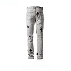 Men's Vintage Pants ripped trousers men's and women's washed water old jeans MIJKO