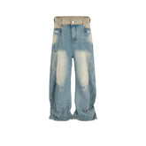 Men Vintage Pants washed and old design jeans men's and women's straight-leg pants MIJKO