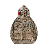 Desert bat new trendy brand new men's and women's bape classic shark camouflage hooded