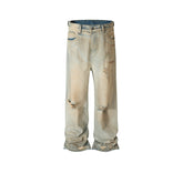 Men's Vintage Pants Straight Pants Men's and Women's Ripped Jeans MIJKO