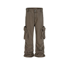 Mens Vintage Pants Wide-footed Brown Jeans MIJKO