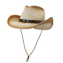 Chapeaux de cowboy en paille Hommes Femmes Peinture en aérosol Chapeau de cowboy en paille Chapeau de plage Chapeau de soleil d'extérieur
