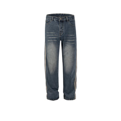 Pantalon vintage pour homme, pantalon patchwork, jeans droit délavé pour homme et femme MIJKO