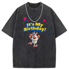 Men T Shirts Washed Old Printed Short Sleeve T-Shirts Loose Casual