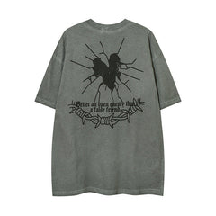 T-shirt Homme Lavé Street Style, Marque Tendance Hip Hop pour Hommes et Femmes, Col Rond Manches Courtes