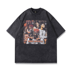 T-shirt homme Hip Hop Star Impression Portrait Manches Courtes T-shirt Homme et Femme