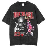 Mens T-Shirts American Vintage Printed Cotton Short Sleeves Loose