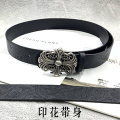 New trendy locomotive men's and women's belts retro denim punk style cross rivet belt jeans with trendy