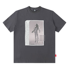 T-shirt homme Hip-hop ample à manches courtes Motif astronaute