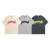 T-shirt Homme Lettre Broderie Serviette Style Décontracté Couple Passe-Partout Manches Courtes