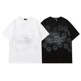 Men T Shirt Retro Alphabet Hip Hop Short Sleeve T-shirt Men and Women