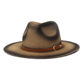 Chapeaux de Cowboy en Paille Hommes et Femmes Protection Solaire Extérieur Bord de Mer Mode