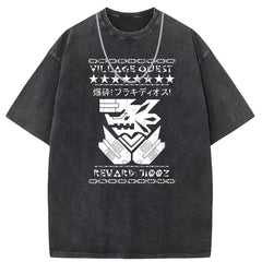 Men T Shirts Washed Old Punk Short Sleeve T-Shirt Loose