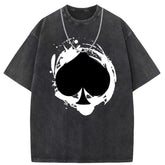 Mens T Shirts Washed Old Printed Short Sleeve T-Shirts Loose