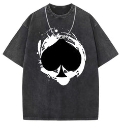 Mens T Shirts Washed Old Printed Short Sleeve T-Shirts Loose