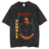 Mens T Shirts Washing Water Old Printed Retro T-Shirts Loose