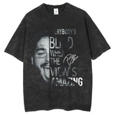 Men T Shirts Vintage Creative Washed Old Short Sleeve T-Shirt Oversize