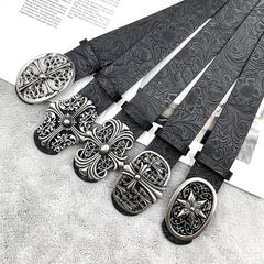 New trendy locomotive men's and women's belts retro denim punk style cross rivet belt jeans with trendy
