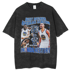 Mens T Shirts Golden State Warriors Print Loose Short Sleeves ins