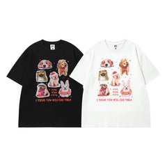 T-shirt homme en coton imprimé lettres à manches courtes, coupe ample pour l'été