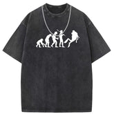 Men T Shirts Short Sleeve T-Shirt Batik Washed Old Punk