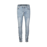 Mens Vintage Pants Blue Trousers Wide-Foot Zipper Jeans MIJKO