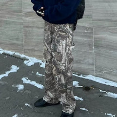 Men's Vintage Pants slim-fit trousers men's and women's straight camouflage old faded jeans MIJKO