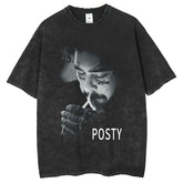 Mens T Shirts Washing T-Shirt Printing ins Loose