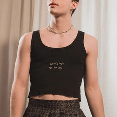 Rave Outfits Mens Vest Irregular Knitting Printing