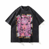 T-shirt Homme Portrait Manches Courtes T-shirt Marque Tendance Homme et Femme Ample Rétro Street