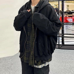 Mens Jacket Fake Two-piece Shirt Splicing Heavy Jacket MIJKO