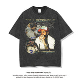 Nba T Shirt American Vintage Short-Sleeved T-shirt Cotton Loose Distressed round Collar Fashion