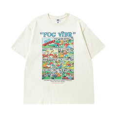 T-shirt Homme Style Collège Vintage Imprimé Doux et Cool pour Couple, Manches Courtes, Hommes et Femmes