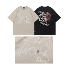 T-shirt Homme Motif Cœur Graffiti Imprimé Décontracté à Manches Courtes T-shirt Couple Homme et Femme