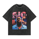 T-shirt homme à manches courtes imprimé portrait rétro Hip Hop décontracté