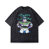 T-shirt homme à manches courtes imprimé dessin animé usé pour hommes et femmes