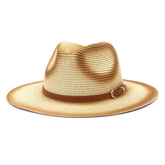 Chapeaux de Cowboy en Paille Hommes et Femmes Protection Solaire Extérieur Bord de Mer Mode