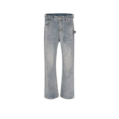 Men's Vintage Pants Men's Women's Wash Water Old Micro-wide-footed Jeans MIJKO