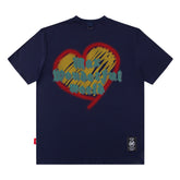 Men T Shirt T Fashion Brand Heart Printing T-shirt Men and Women Couple Loose