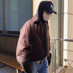 Men Jacket Splicing Design Neutral Woolen Unisex Short Jacket MIJKO