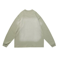 Men Long Sleeve T Shirt Inkjet Letter Printing Cotton Loose