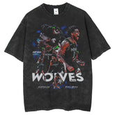 Mens T Shirts Basketball Summer Tee Washed Loose Short Sleeve T-Shirt