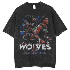 Mens T Shirts Basketball Summer Tee Washed Loose Short Sleeve T-Shirt